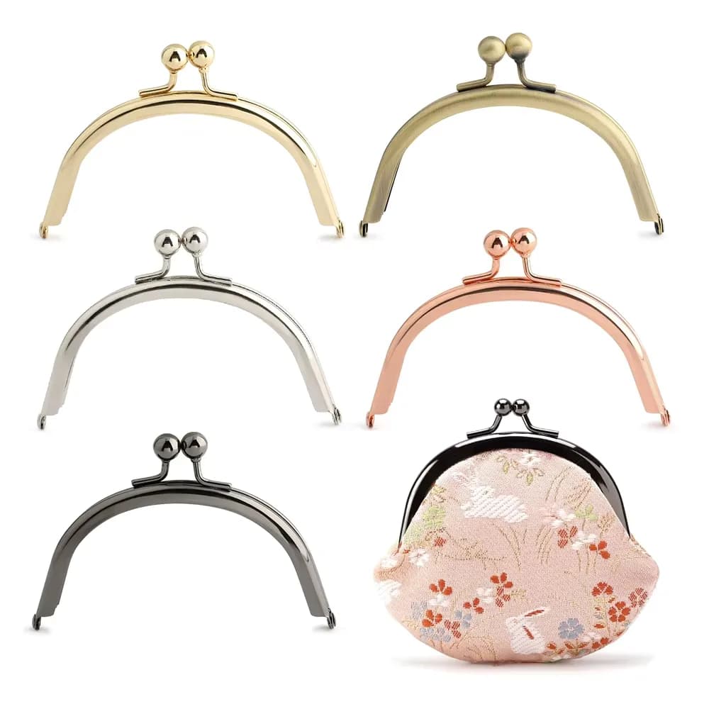 5 Inch Durable Eco-Friendly Metal Foldable Purse Frame with Kiss Lock Clasp, front view