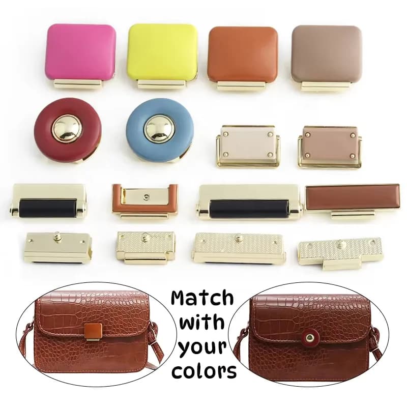 Metal Press Button Lock Strong Multi-Purpose Custom Color Square Bag Lock, front view
