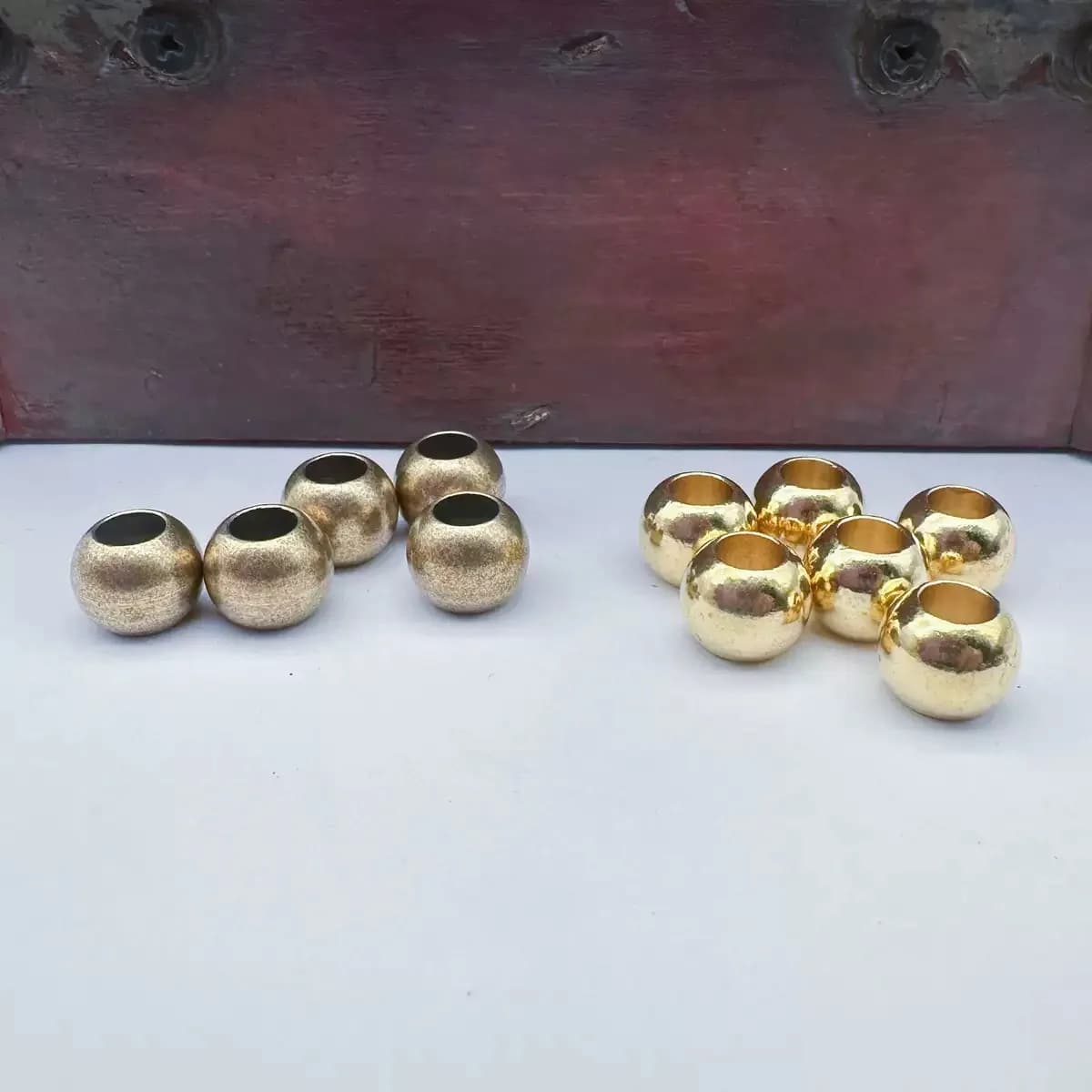 Bronze Round Beads large pores, front view