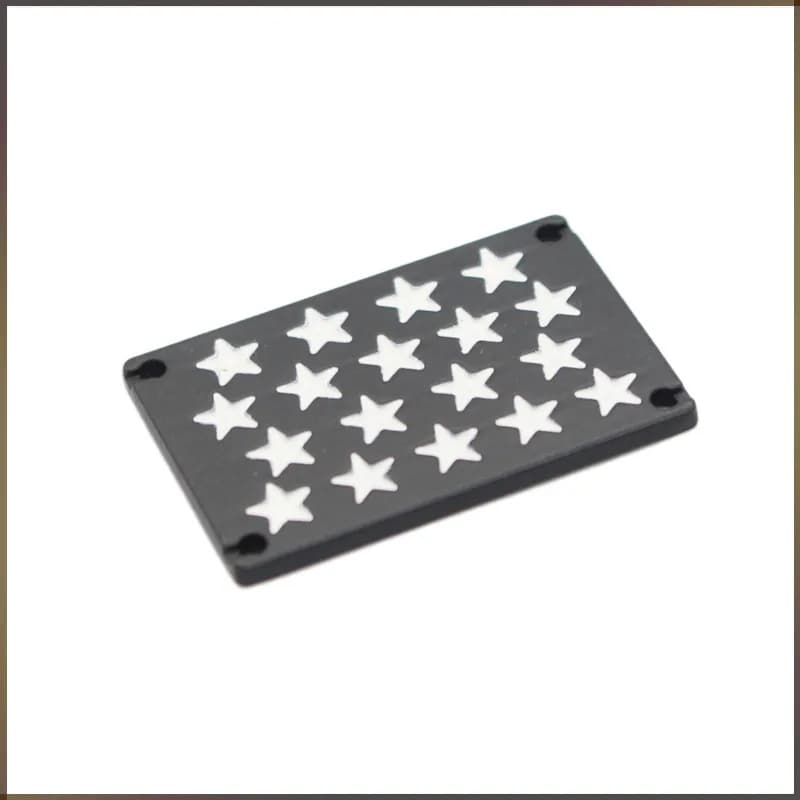 Customizable Hand-Sewn Black Flat Zinc Alloy Decorative Plate with White Stars Rectangular Design for Straps Luggage Accessories - view 1