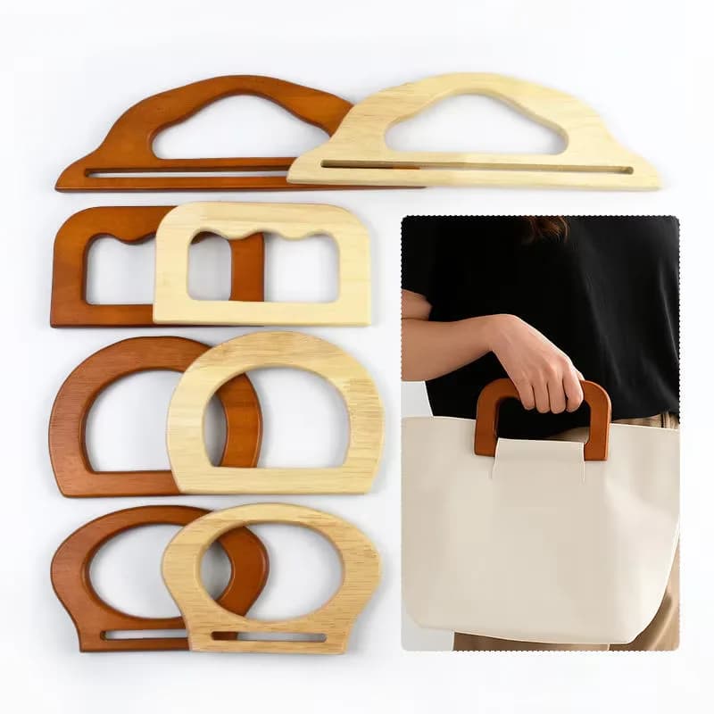 Bag Accessories Wooden Handle Bag Accessories Wood Handles and Bag Handle Buckle, front view