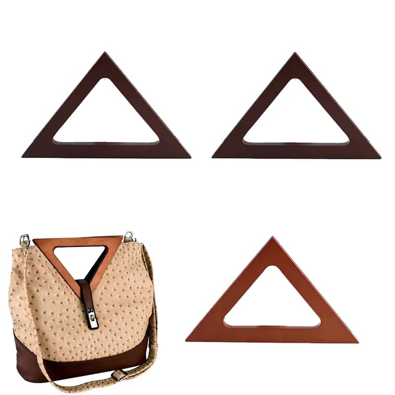 Hexagon Bag Handle Triangle Bag Handle and Square Wooden Bag Handles, front view