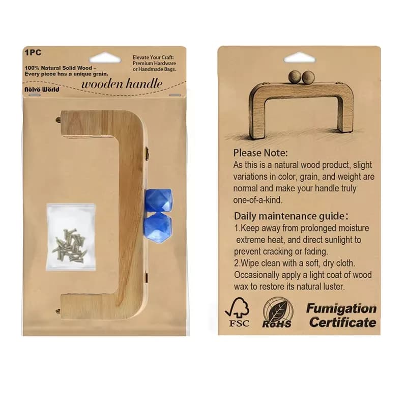 Custom Wood Handles Wooden Handles Replacements and Custom Bag Handle with Logo, front view