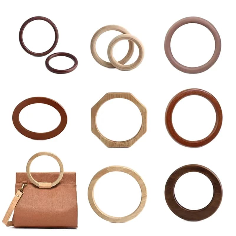 Round Wooden Bag Handles Plywood Wood Wallet Handle and Purse Frame for Handmade, front view