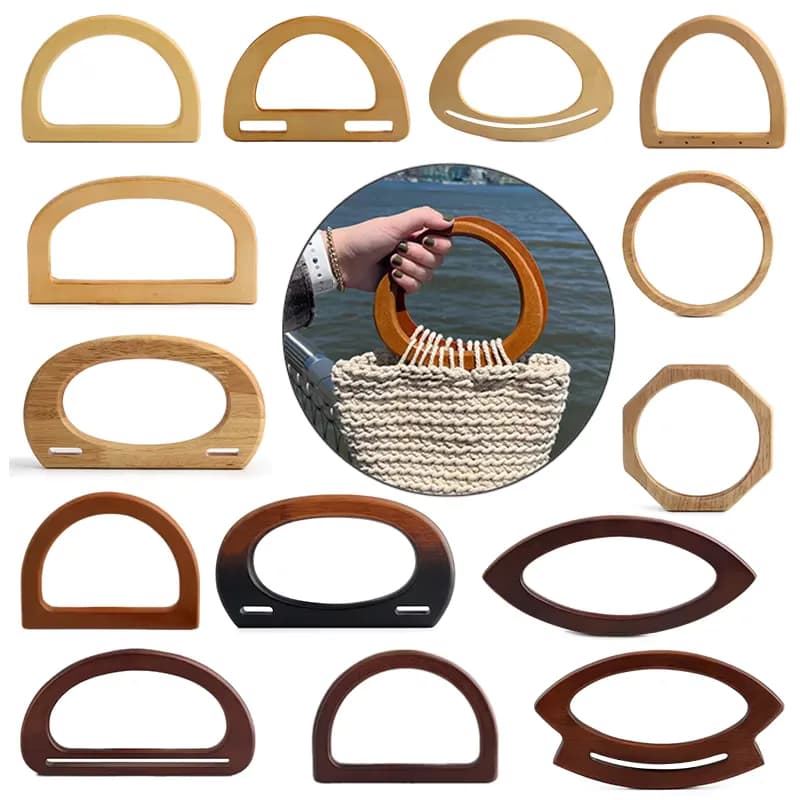 D shape Wooden Clutch Bag Handle Wooden Clutch Frame Bag Handle and Wooden Purse, front view