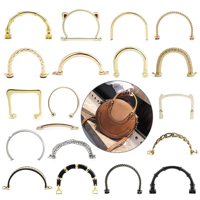 Alloy Bag Handle Metal Bag Handle Gold Handle for Bag for Handbag Accessories, front view