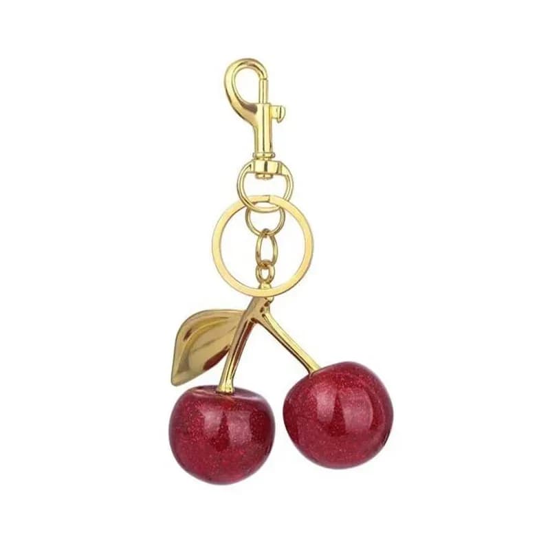 Manchao Zinc Alloy Sparkly Glitter Cherry Keychain Strap Charm with Key Ring Clip for Bags Backpacks & Handbags-Sweet Style - view 1