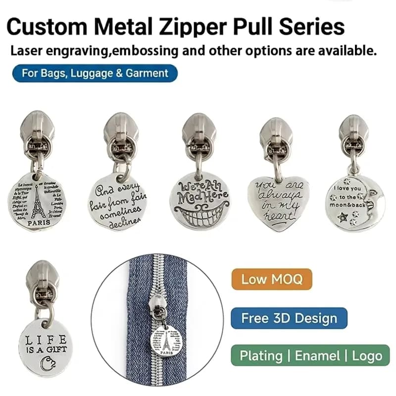Detachable Metal Zipper Puller Zipper Head Zipper Slider Locking Pull Tab, front view