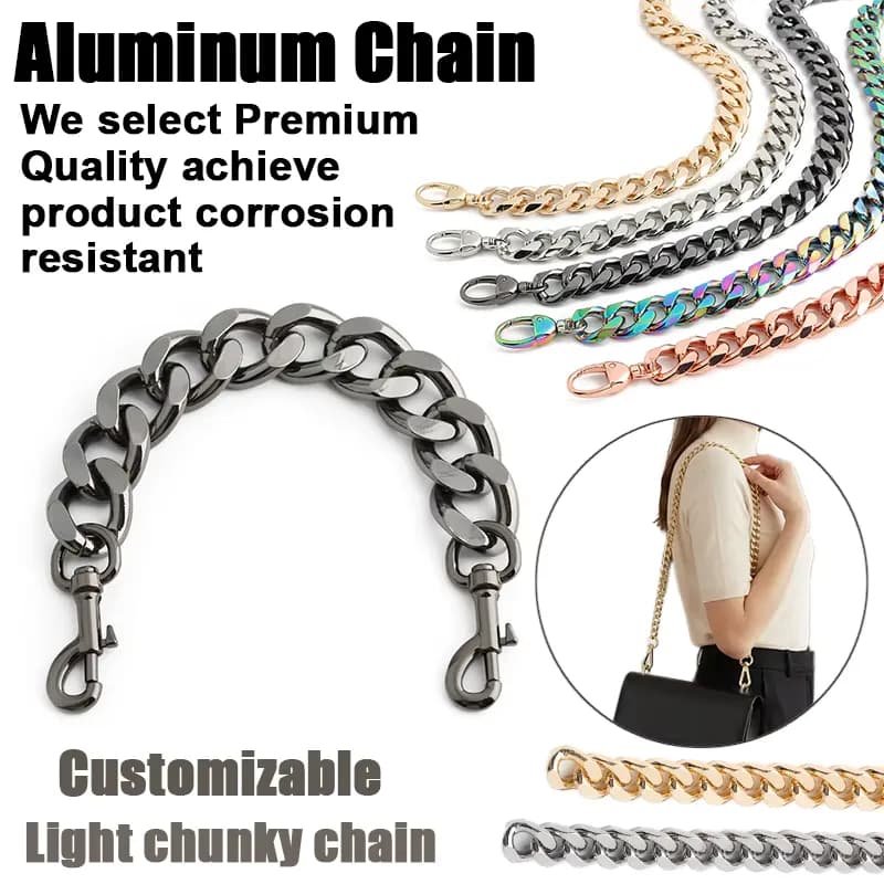 Bulk Aluminum Chains for Jewelry Fashion Bags DIY Projects Handbags, front view