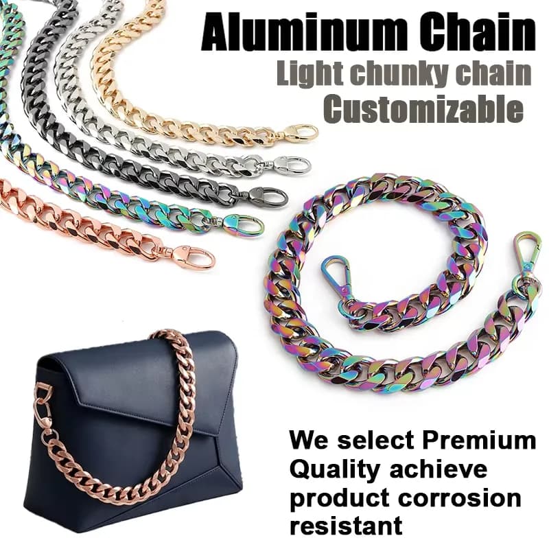 Heavy Duty Aluminum Chain for Bags and Jewelry Making with Small Purse Gold, front view