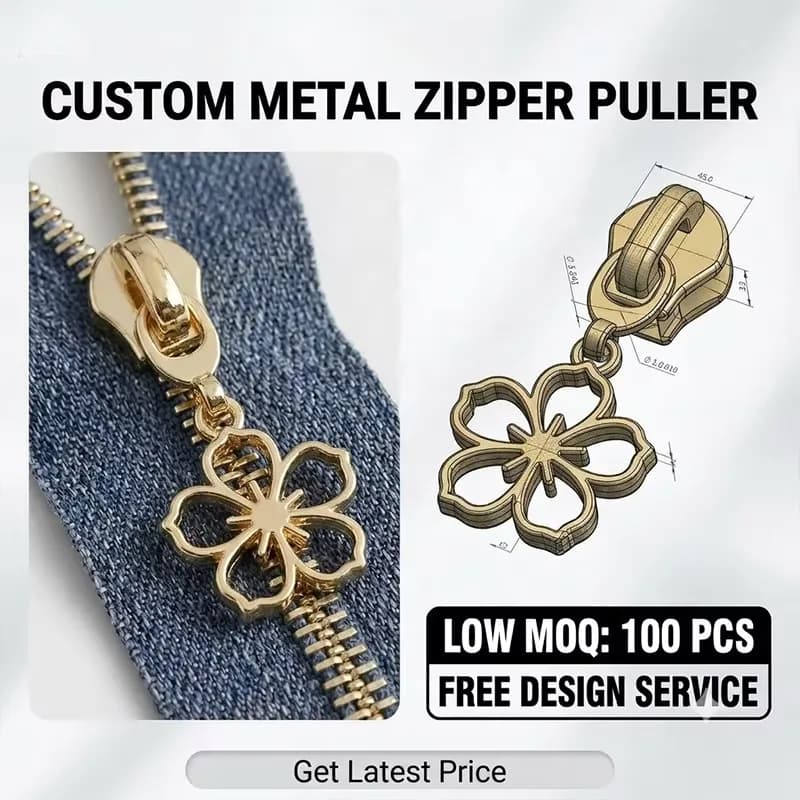 Durable Metallic Cherry Blossom and Peony Pattern Zippers With Nylon Flower, front view