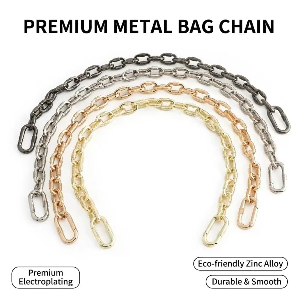 Lightweight Bag Metal Chain with Clasp for Handmade Bag Decoration Chain, front view