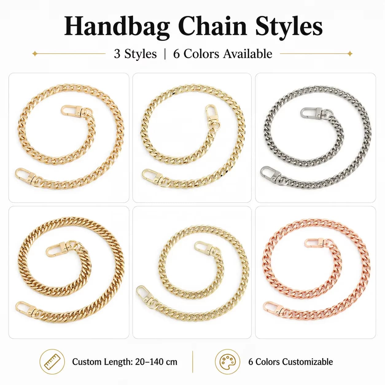 Mini Square Bag Chain Preservation Replacement Tarnish Free Chain with Lobster, front view