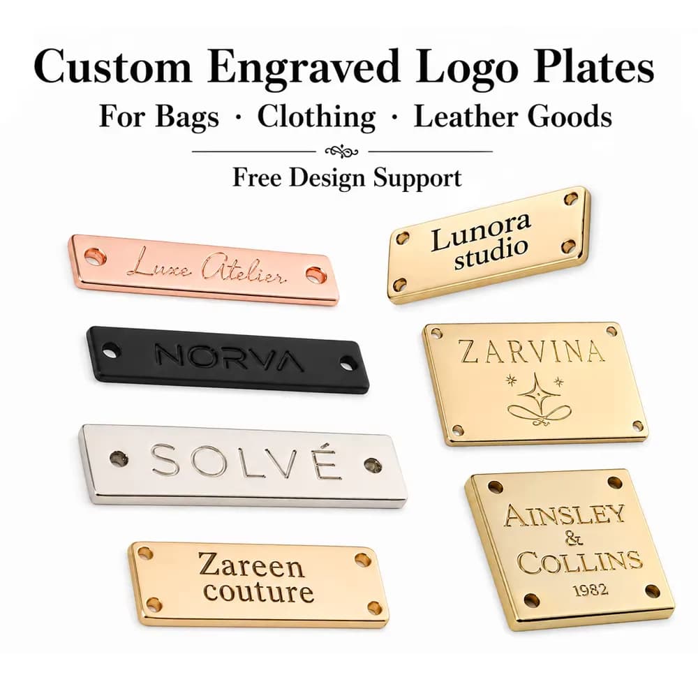 Custom Metal Letters Logo for Bags Gold Silver Plated Separated Letters, front view