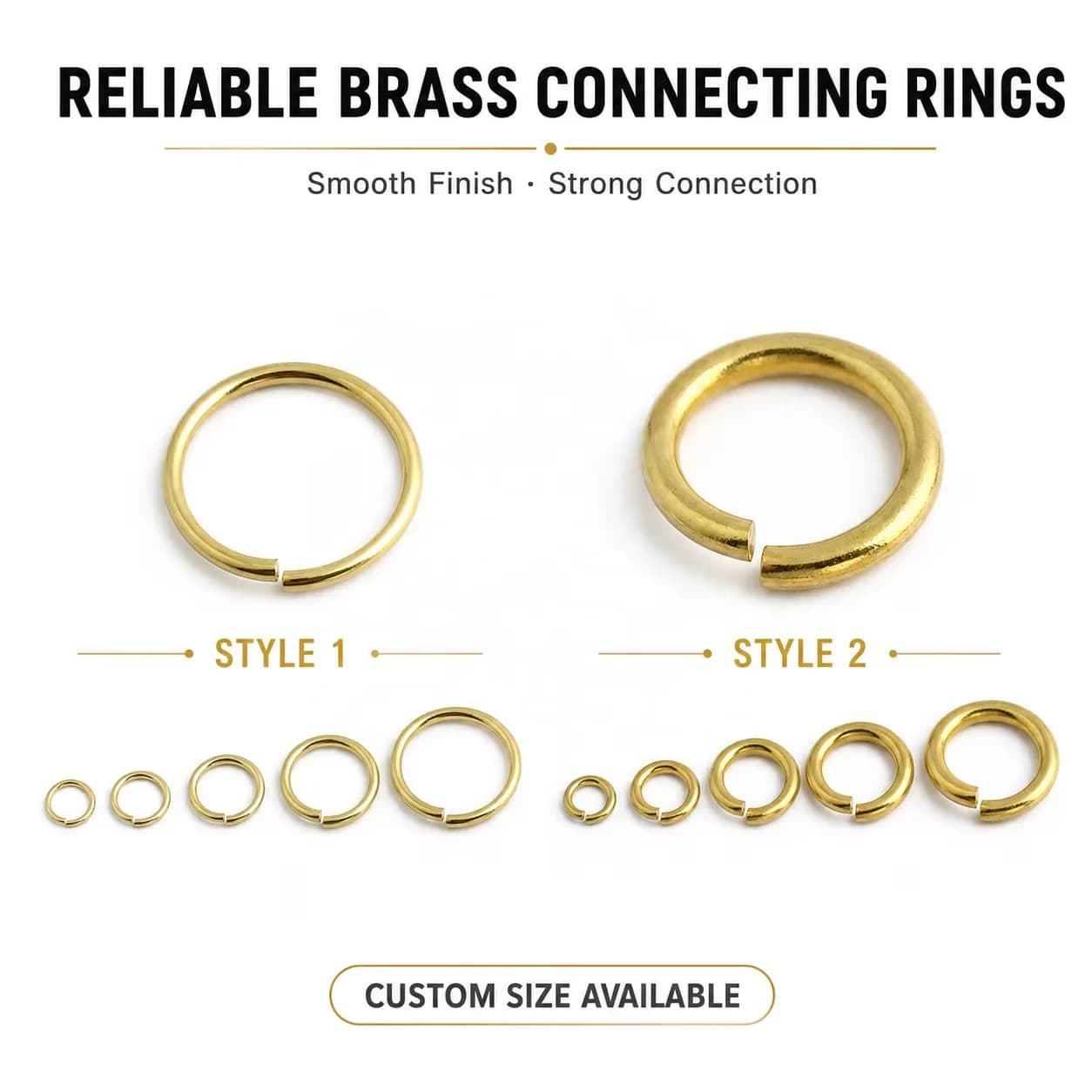 Solid Brass Open Jump Rings Jewelry Finding No Plating Jump Ring for Pendant, front view