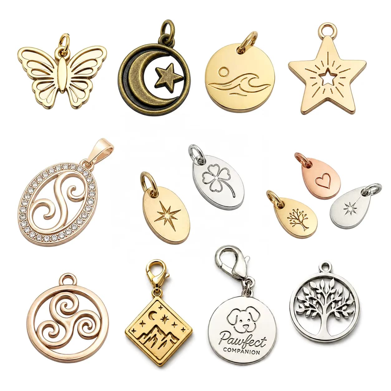 Handmade Custom Metal Tag Charm Laser Engraved Logo Brand Metal Labels Nameplate, front view