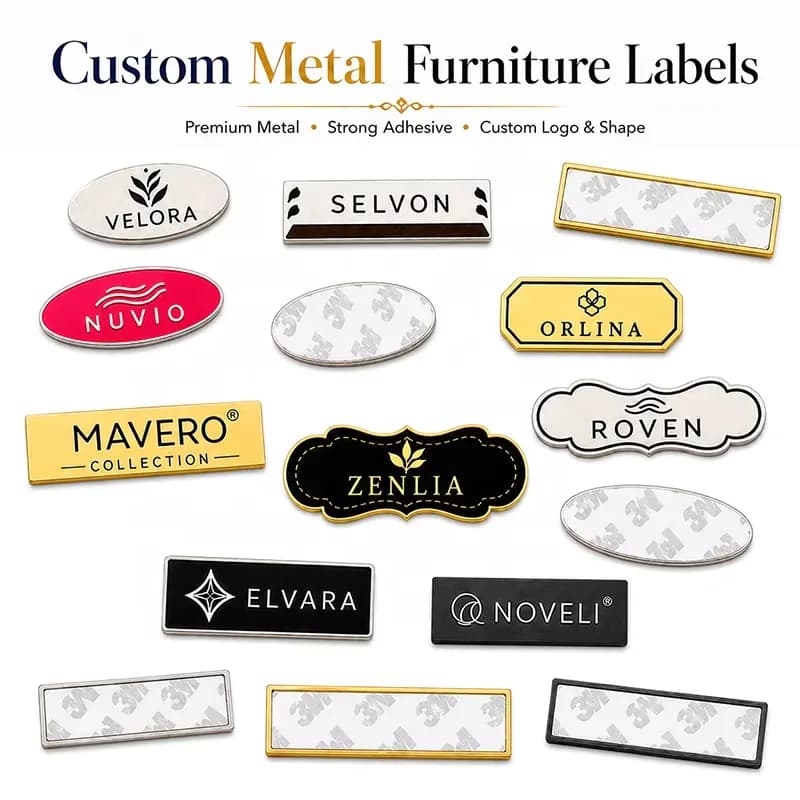 Customized Metal Self Adhesive Labels for Furniture, Tool-free Accessories, front view