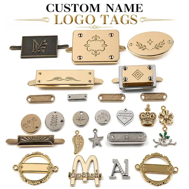 Custom Made 3D Metal Garment Labels and Tags Laser Engraving Available, front view