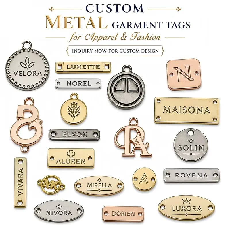 Custom Metal Clothing Tag With Personalized Logo Metal Logo Tag for Garments, front view