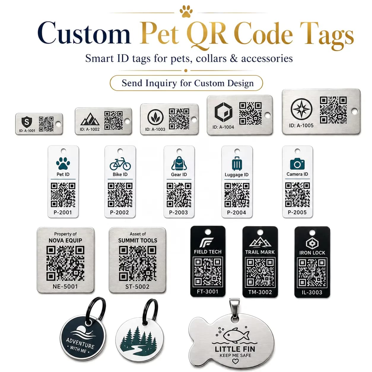 Blank Metal Tags for Laser Engraving Professional Custom QR Code Label Blank, front view