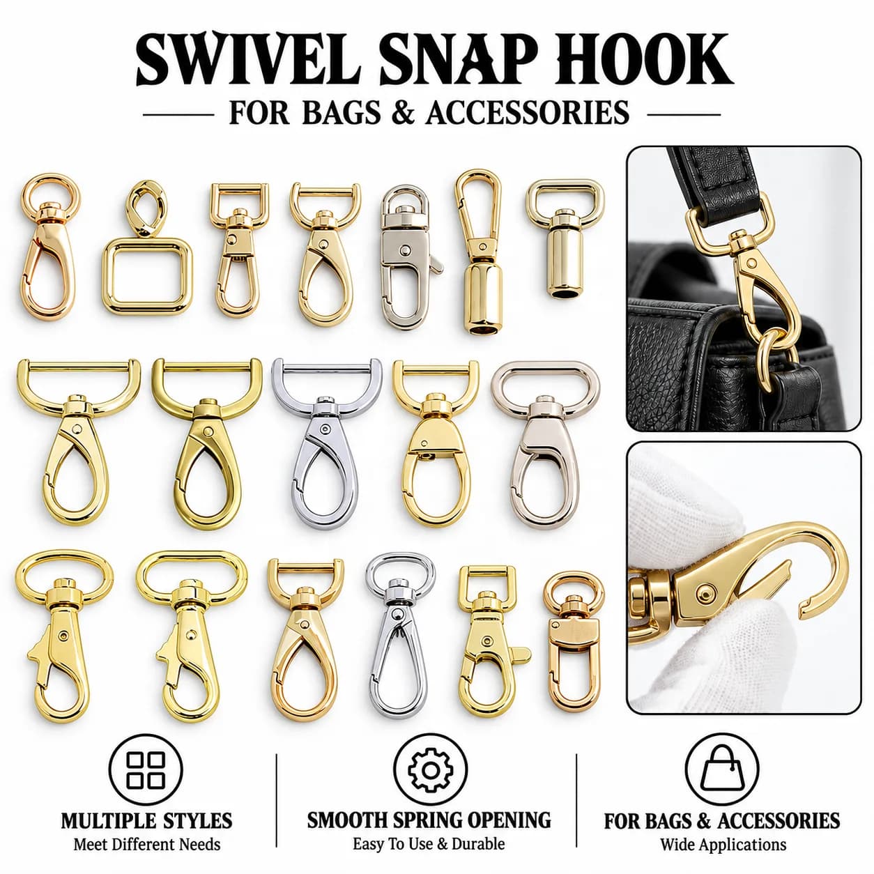 Durable Metal Swivel Snap Hook Dog Clasp Lobster Trigger Clip Carabiner Trigger, front view