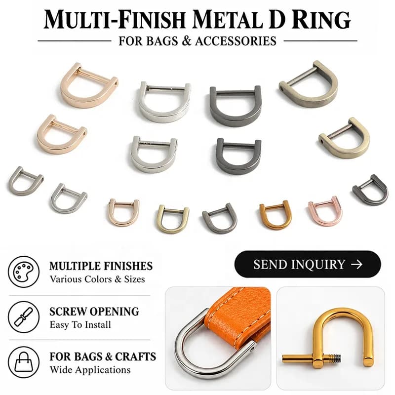 Trendy Horseshoe U Shape D Ring Purses Customized Metal Detachable Screw Solid D, front view