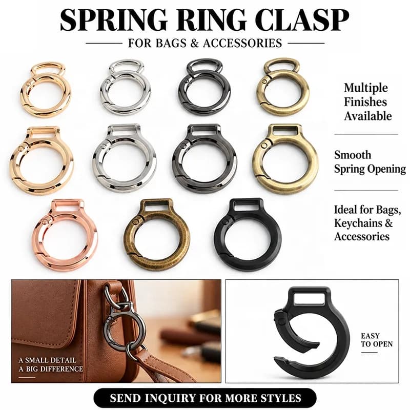 Metal Openable Swivel Round Carabiner Spring Gate Clasps With Small Circle Bag, front view