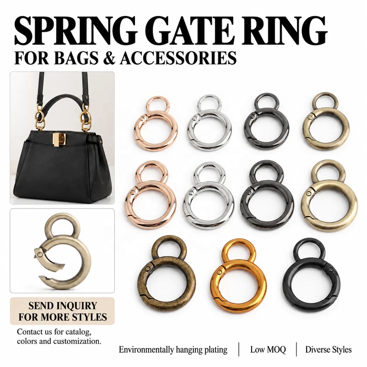 Trendy O Ring Open Spring Ring Connection Buckle Figure Eight Metal Carabiner, front view