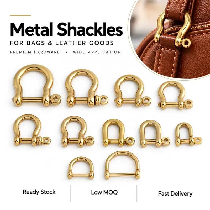 Solid Brass Detachable Horseshoe Buckle Snap Clasps D Ring Carabiner Shackle, front view