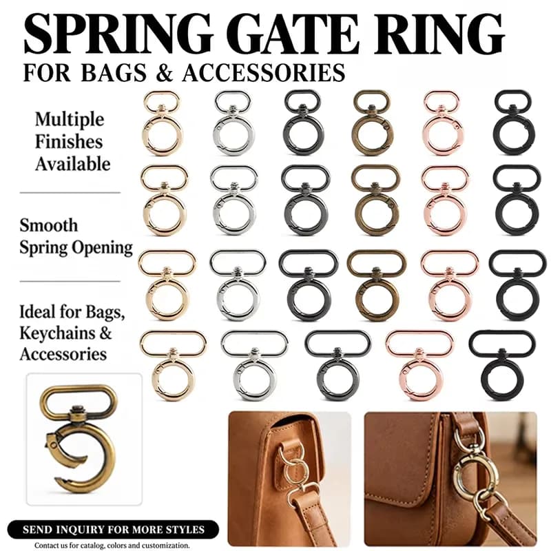 Fashionable Round Bag Metal Strap Hook Clasp Keyring Buckle Shoulder Bag Strap, front view