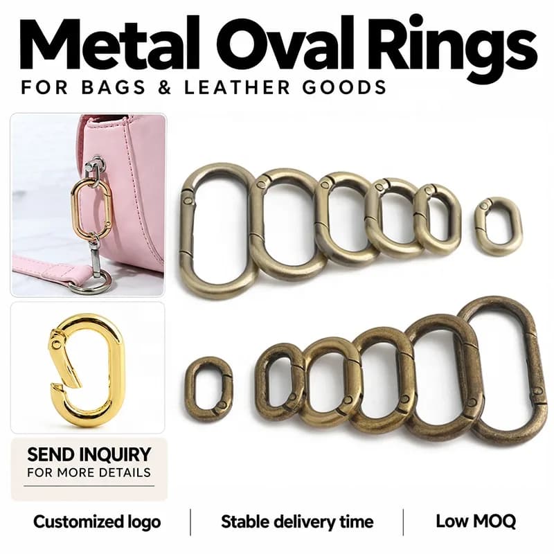 Openable Metal Oval Spring O Ring Push Gate Spring O Ring Snap Hook Clip, front view