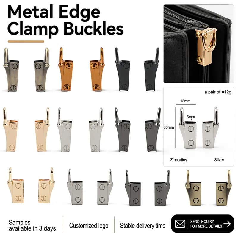 Zinc Alloy Screw in Bag Side Connector Clamp Durable Handbag Edge Clip Metal, front view