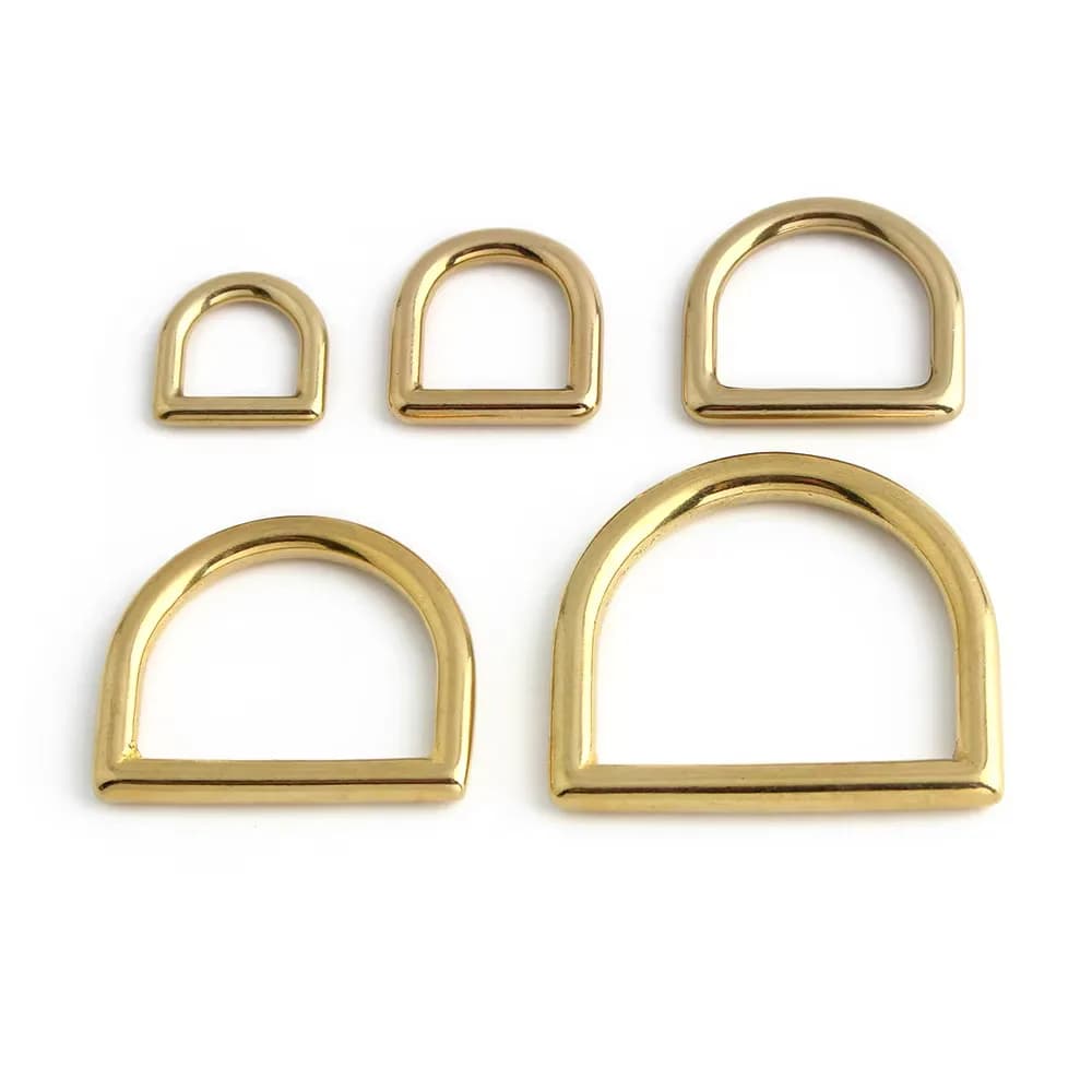13/16/20/23/25/32/38/45mm Brass Hardware D Ring Buckle, Solid Brass D Shape Ring, front view