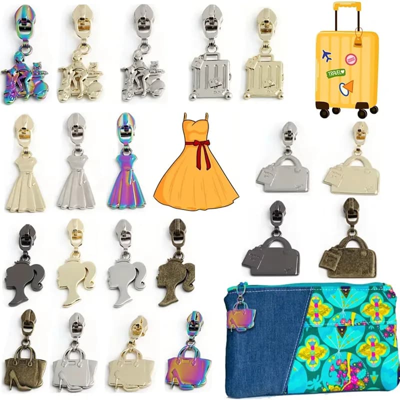 Custom Designer Logo Metal Rapid Access Fashion Lady Zipper Puller Travel, front view