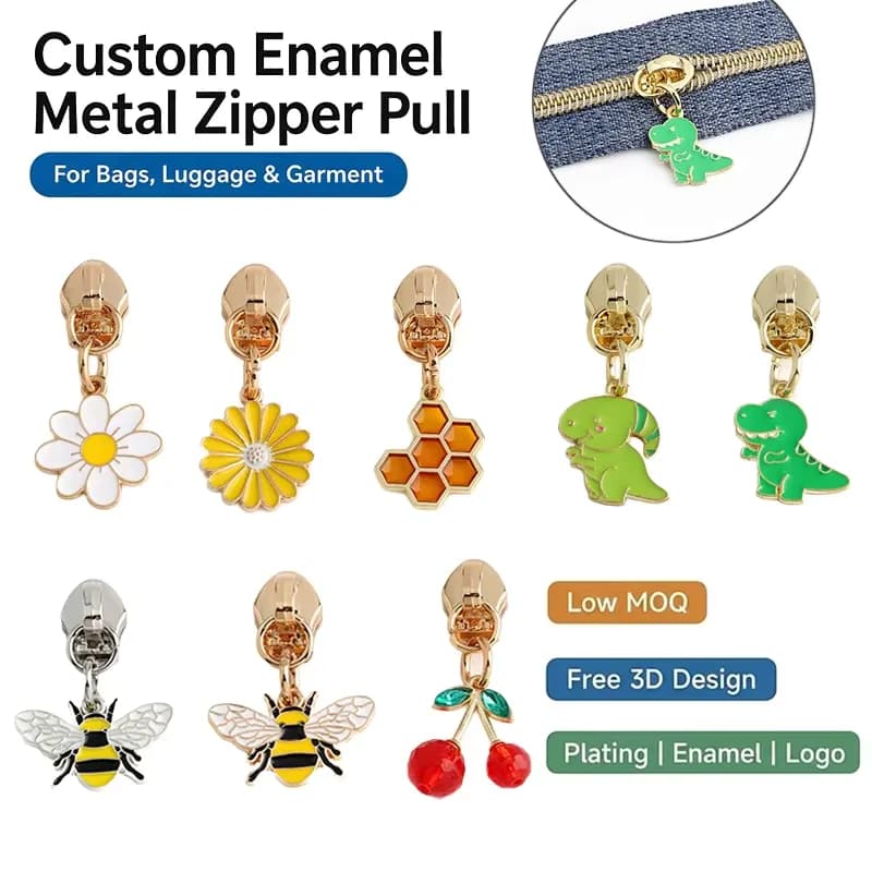 Custom Colored Enamel Metal Zipper Puller Custom Shape Zipper Pull Custom Logo, front view