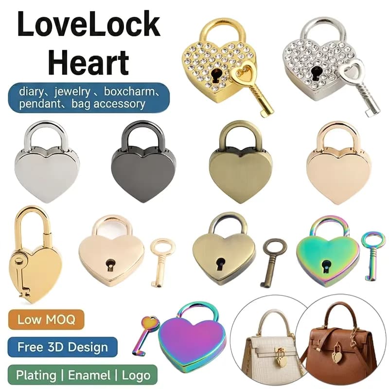 Gold Logo Metal Attachment Hand Buckle Heart Shape Handbags Ladies Copper Design, front view