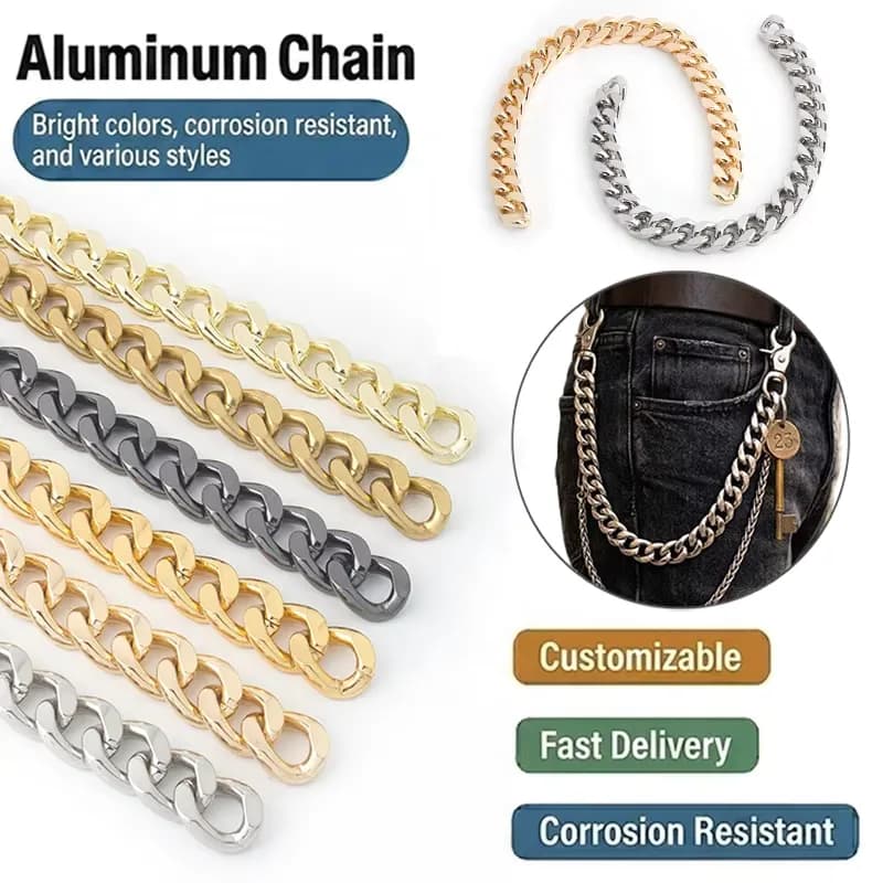 Durable Aluminum Alloy Chain Straps for Handbag Accessories with Custom Colors, front view