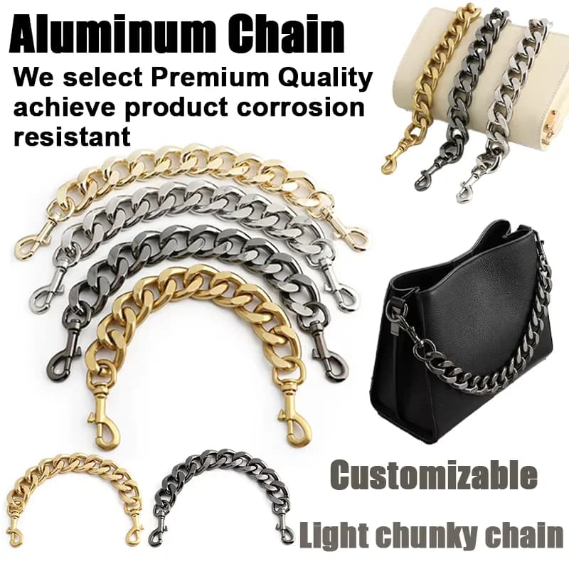 Light WeightAluminum Chains for Jewelry Bags Handbags Fashion Accessories Custom, front view