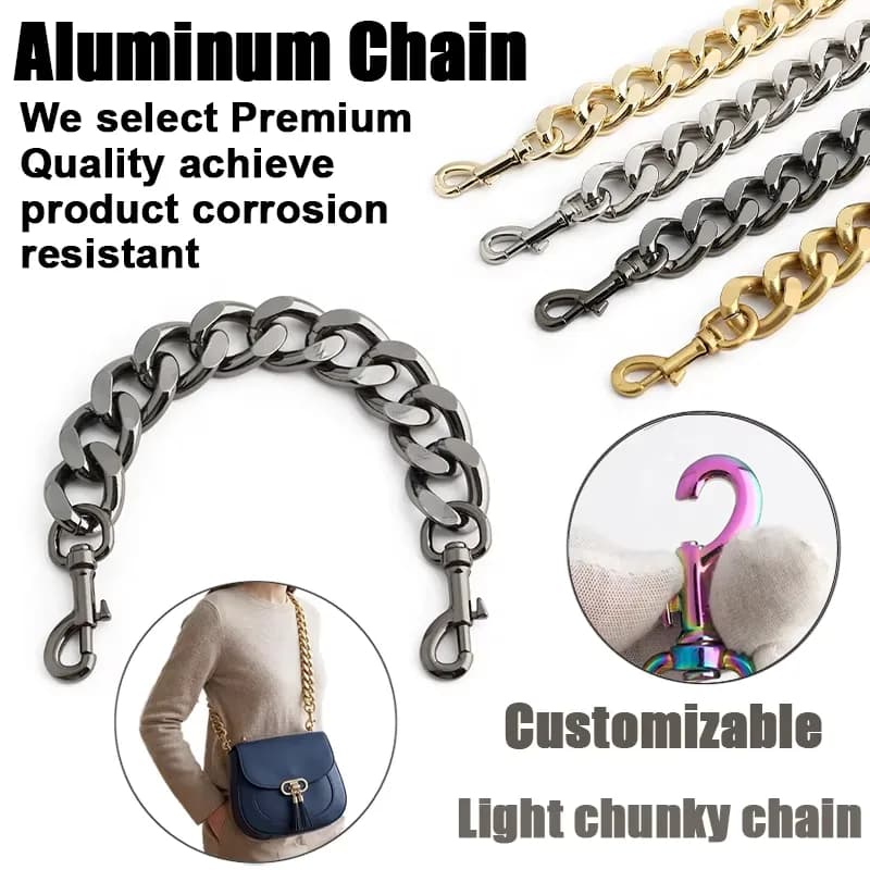Aluminum Chains for Jewelry Handbags Bags Fashion Accessories Customizable, front view