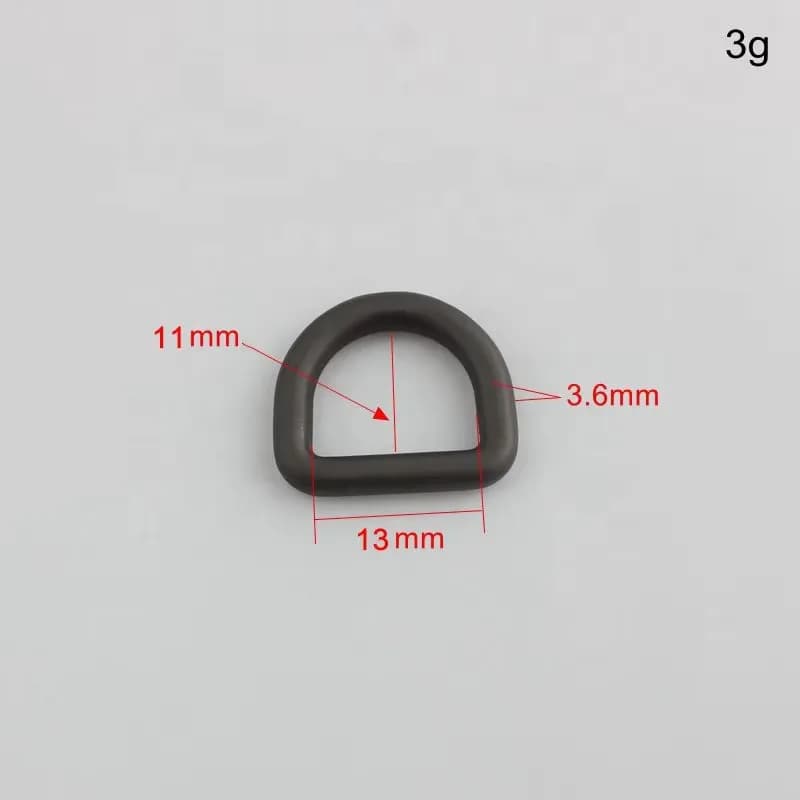 Custom Bulk 13x10mm Metal Alloy Handbag D-Ring Buckle with Gold Black Finish, front view