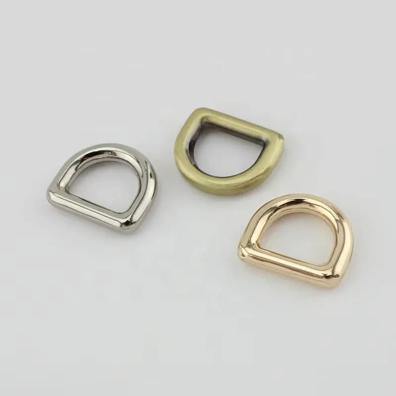 10mm Silver Light Gold Zinc Nickel Custom Metal Forged Mini D Ring Buckle Purse, front view