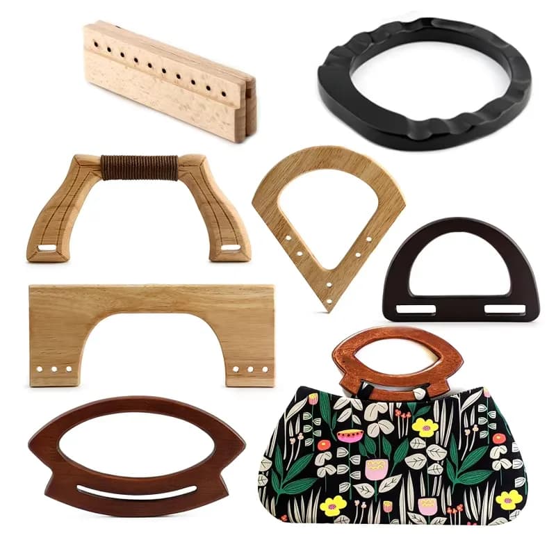 D-Shaped Wooden Bag Handle - Natural Solid Wood Frame for DIY Tote, Quilting, front view