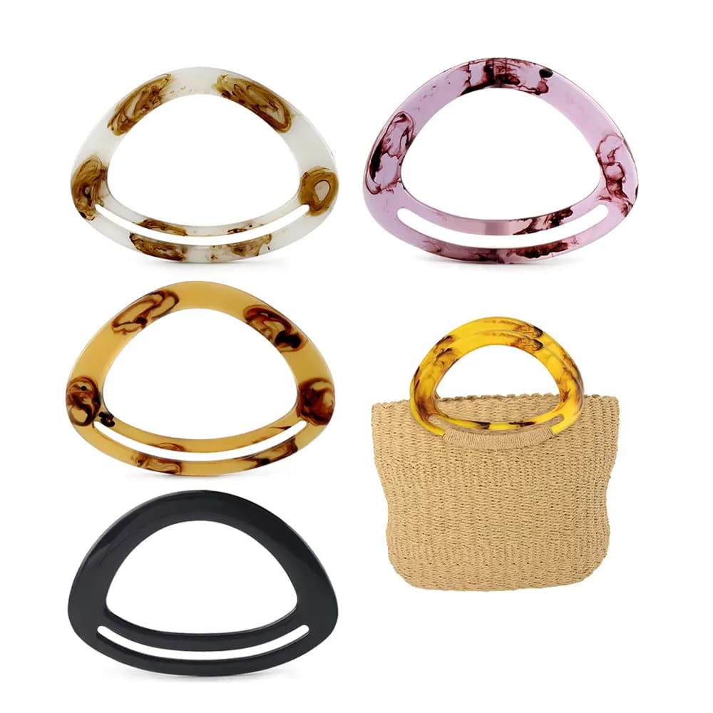 Resin D-Shape Handcrafted Clutch Purse Handles Bag Accessories Ring for Crochet, front view