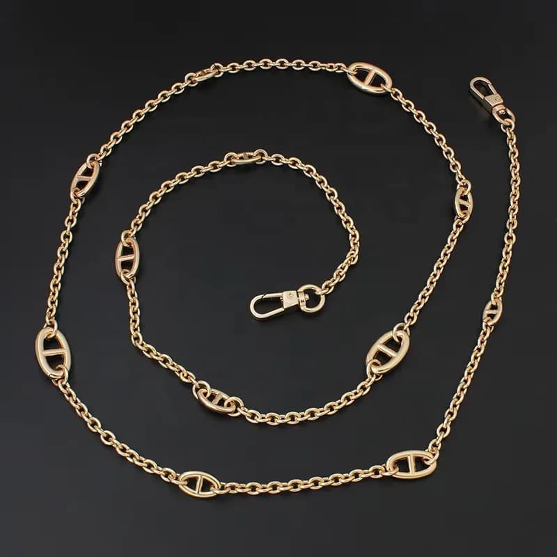 5mm Width Copper Thin Chain with Hook for Bags Mini Purse Chains Replacement DIY, front view