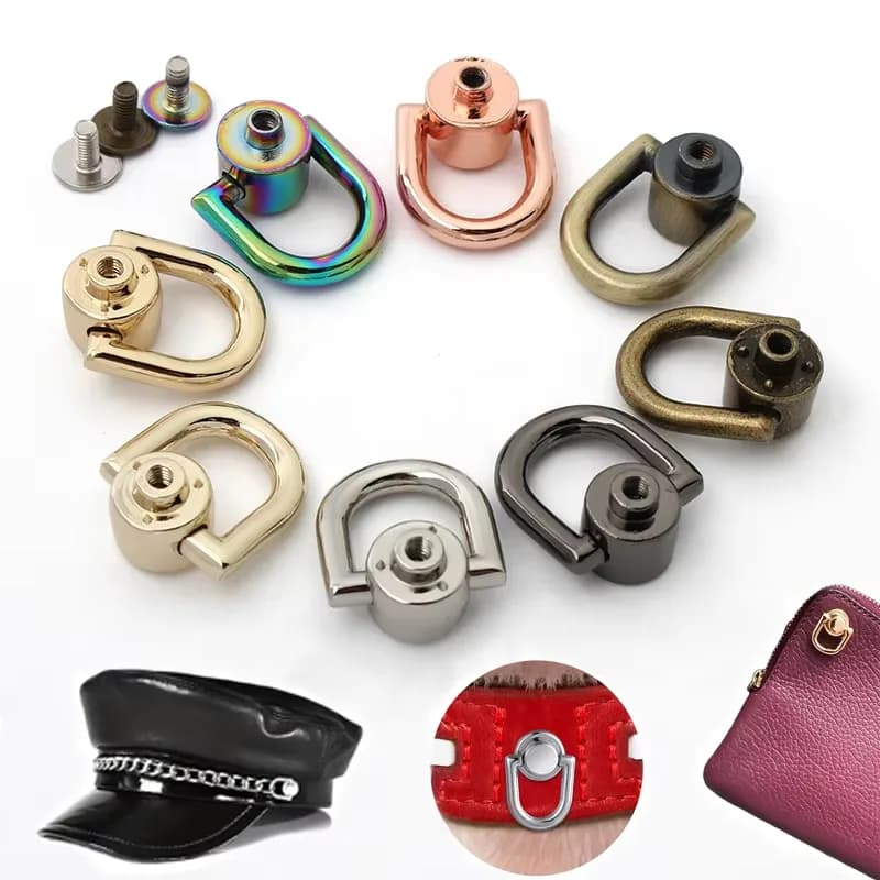 Metal Screws Rivet Nail Buckle Studs Handbag Belt D Ring Hanger Leather Craft, front view