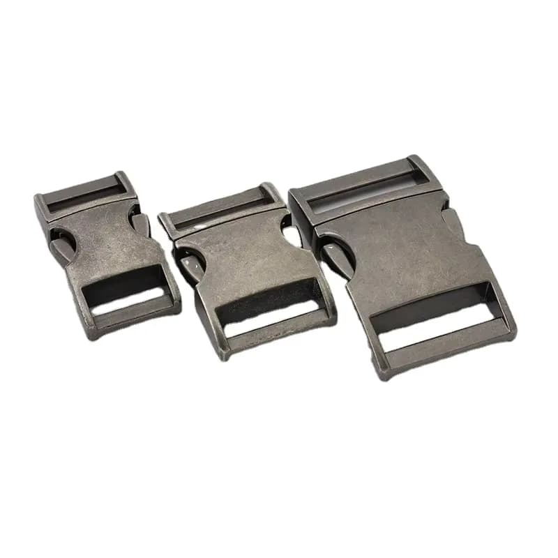 Metal Side Release Buckle 16/20/26mm Old Silver Metal Side Release Buckle, front view
