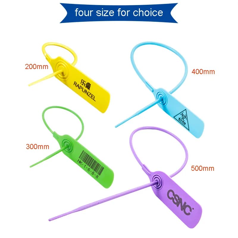 Safety Zip Ties, 200mm Pull Tight Disposable Numbered Tags Plastic Tamper, front view