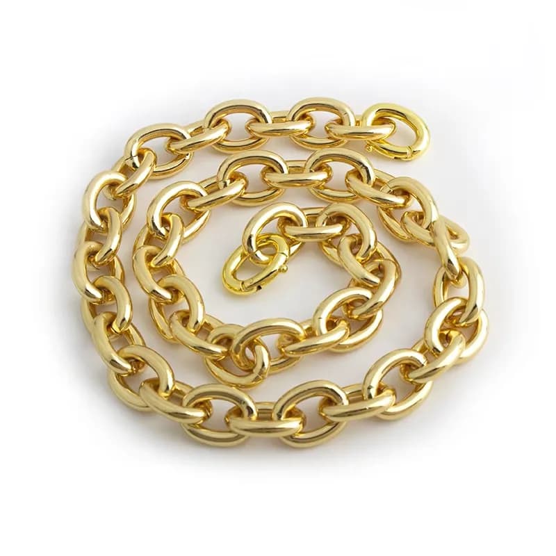 New Fashion 21mm Metal Aluminum Chains Purse Strap Chunky Gold Chain Charm Tote, front view