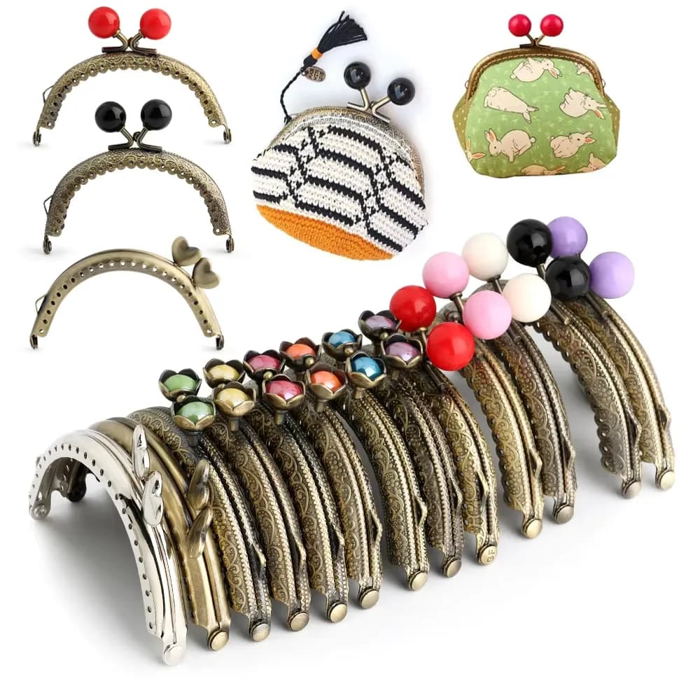 8.5cm Classic Style Mini Coin Purse Bag Frame Kiss Clasp Vintage Hardware Candy, front view