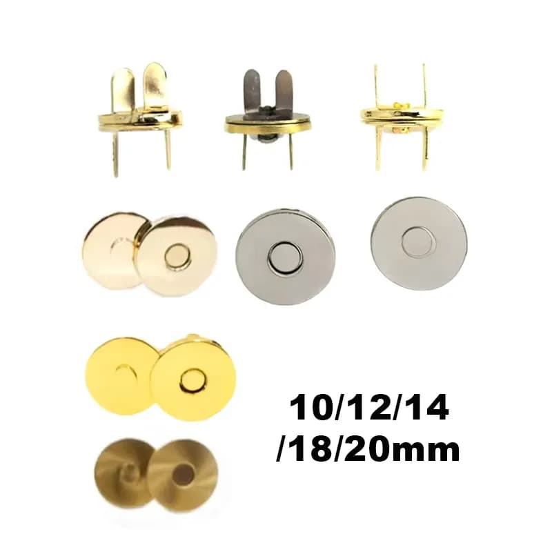 10/12/14/18/20mm Eco-Friendly Metal Strong Magnetic Snap Fasteners Clasps Round, front view